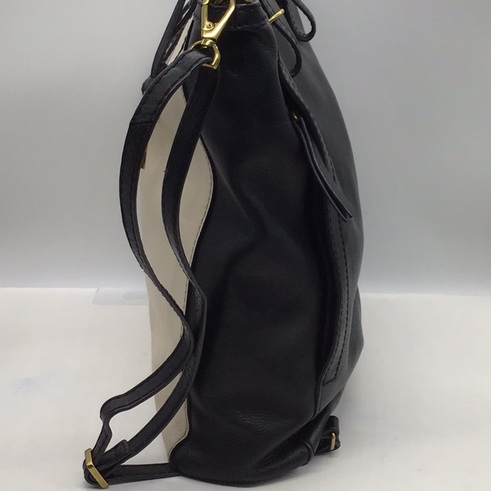 Fossil Multi-Color Stripe Black Beige Pebble Leather Backpack - Picture 5 of 13